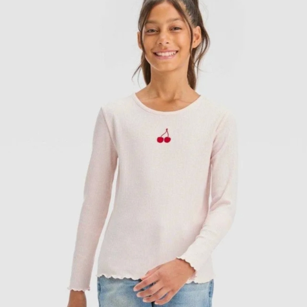 art class 🍒 Cherry Embroidered Long Sleeve Top - Girls Medium
